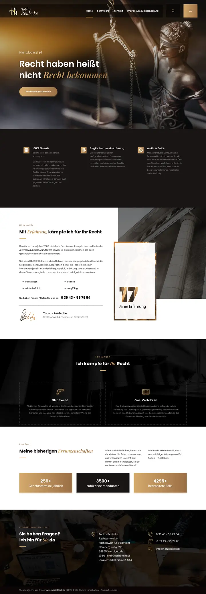 Screenshot der Website Harzkanzlei